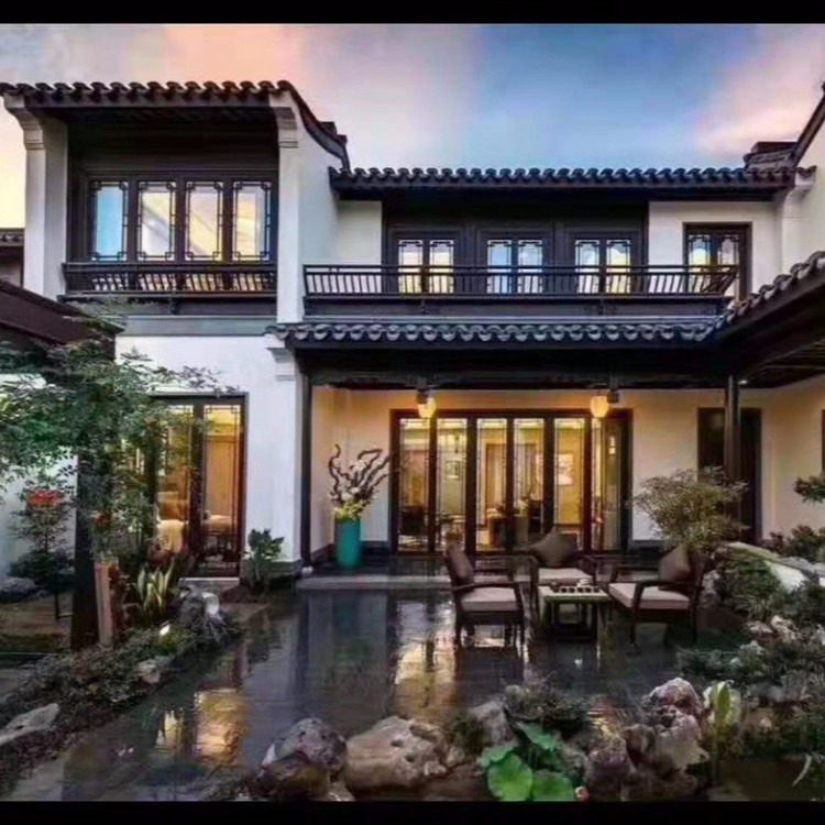 庭院仿古铝合金门窗 镂空花格断桥铝仿古门窗力荐冠墅阳光品牌